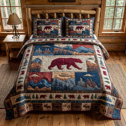 Crimson Bear Peaks 3-Piece Quilted Bedding Set NCU0DQQ0730