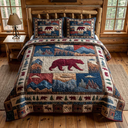 Crimson Bear Peaks 3-Piece Quilted Bedding Set NCU0DQQ0730
