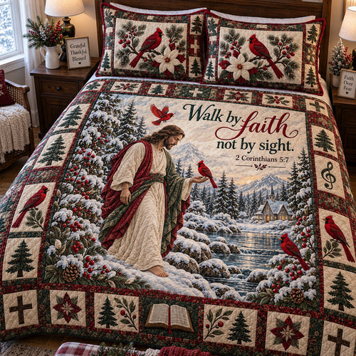 Crimson Blessing 3-Piece Quilted Bedding Set NCU0PTT3490