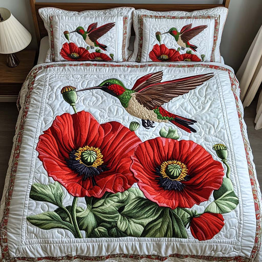Crimson Bloom 3-Piece Quilted Bedding Set NCU0NT2024
