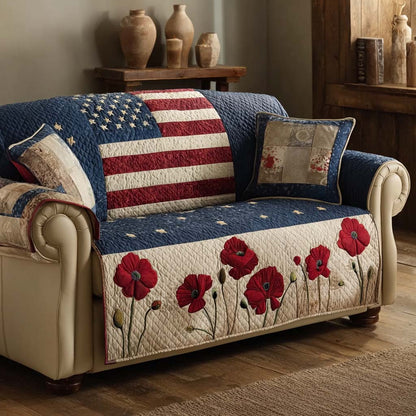 Crimson Bloom Quilted Sofa Cover NCU0HNH952
