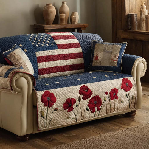 Crimson Bloom Quilted Sofa Cover NCU0HNH952