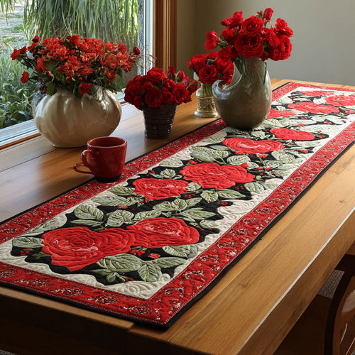 Crimson Bloom Quilted Table Runner NCU0DDK2279