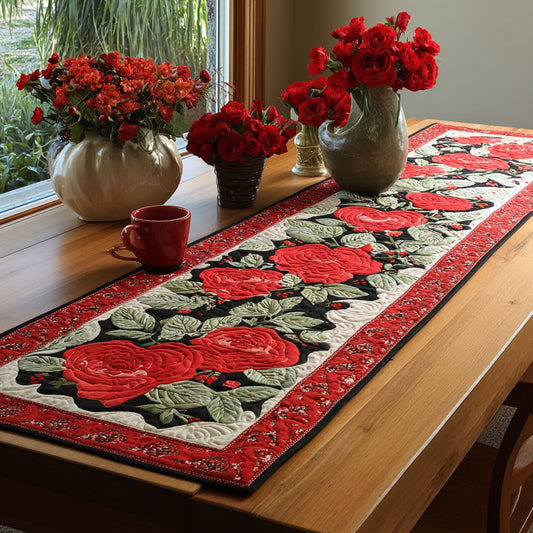 Crimson Bloom Quilted Table Runner NCU0DDK2279