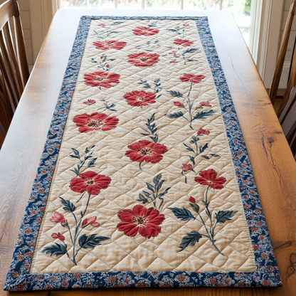 Crimson Bloom Quilted Table Runner NCU0DDK456