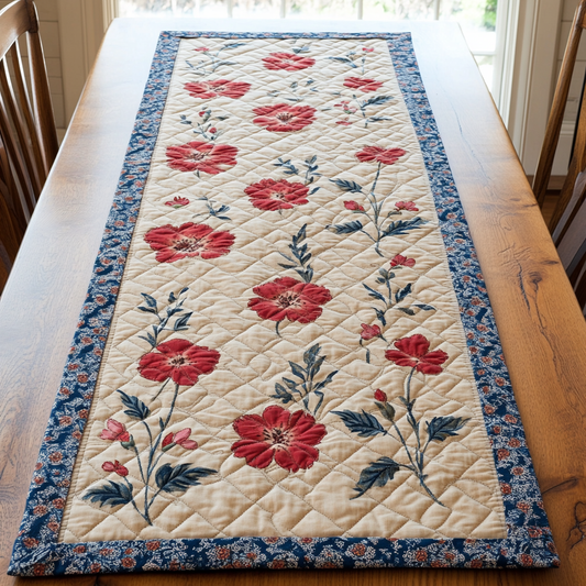 Crimson Bloom Quilted Table Runner NCU0DDK456