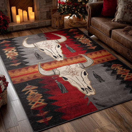 Crimson Canyon Longhorn Area Rug NCU0NXD1209
