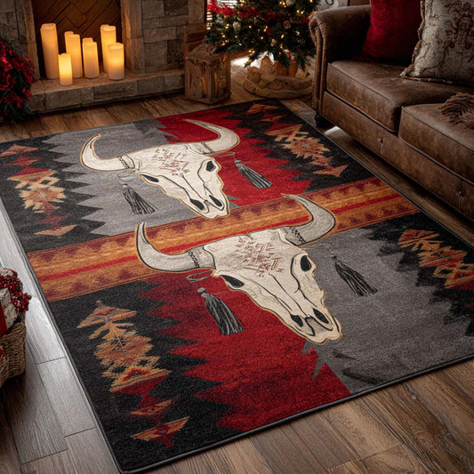 Crimson Canyon Longhorn Area Rug NCU0NXD1209
