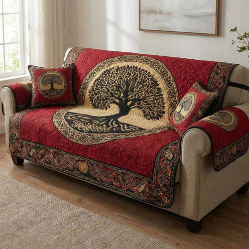 Crimson Covenant Quilted Sofa Cover NCU0NXD1572