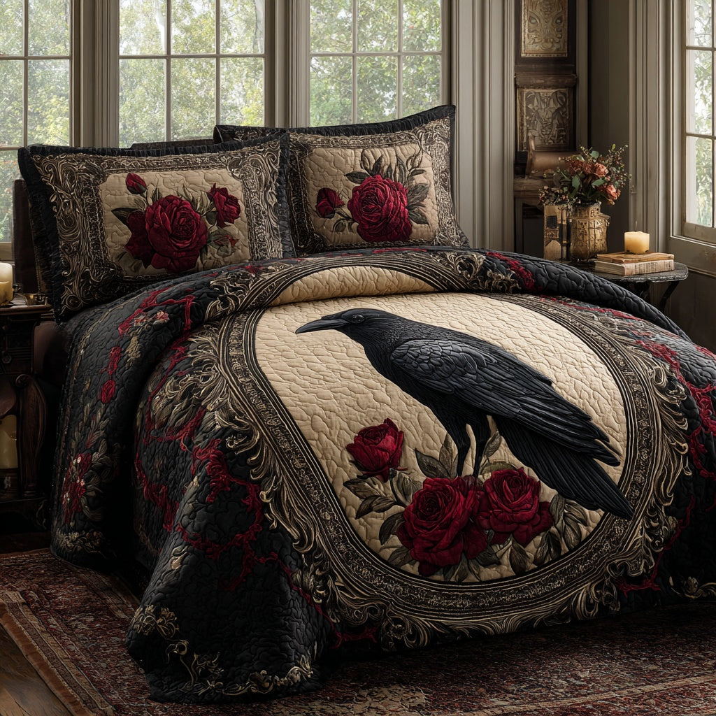 Crimson Crow 3-Piece Quilted Bedding Set NCU0PVL929