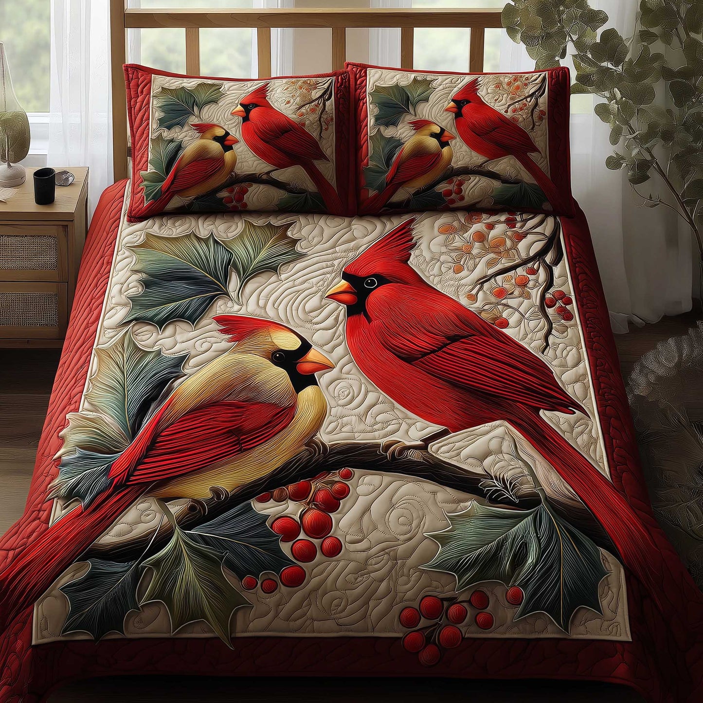 Crimson Family Haven 3-Piece Quilted Bedding Set NCU0HTT080