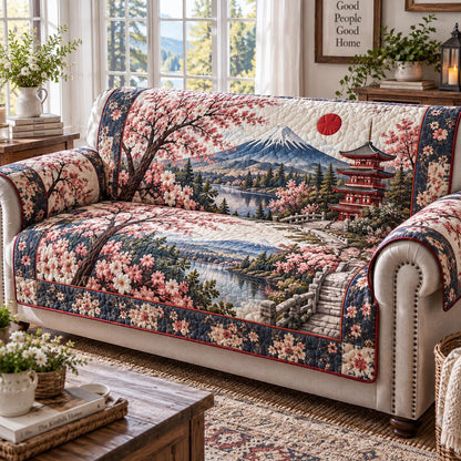 Crimson Fuji Pagoda Quilted Sofa Cover NCU0DV2450