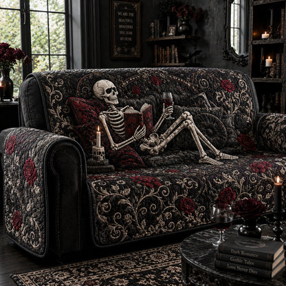 Crimson Gothic Romance Quilted Sofa Cover NCU0PVL1052
