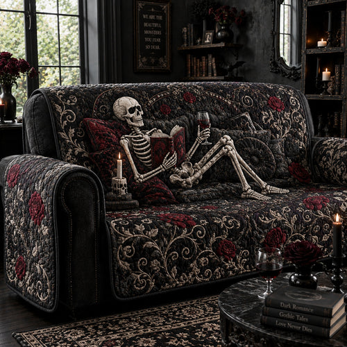 Crimson Gothic Romance Quilted Sofa Cover NCU0PVL1052