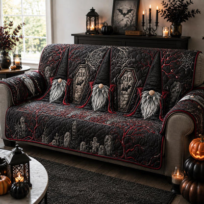 Crimson Graveyard Gnomes Quilted Sofa Cover NCU0DV2406
