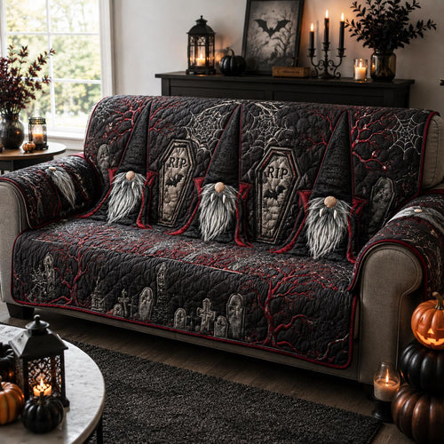 Crimson Graveyard Gnomes Quilted Sofa Cover NCU0DV2406