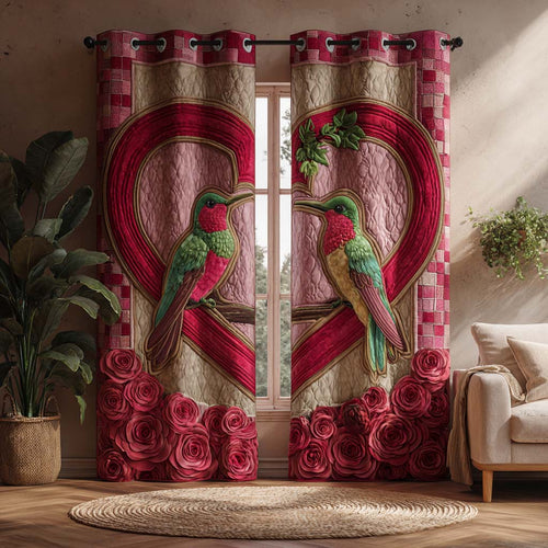 Crimson Hummingbird Quilted Curtains NCU0HNH896