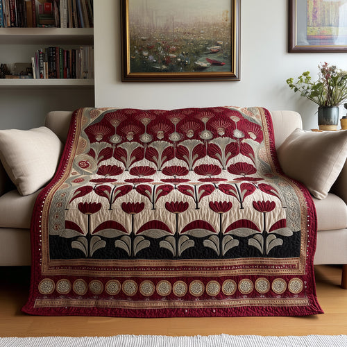 Crimson Mughal Quilted Blanket NCU0LDH700