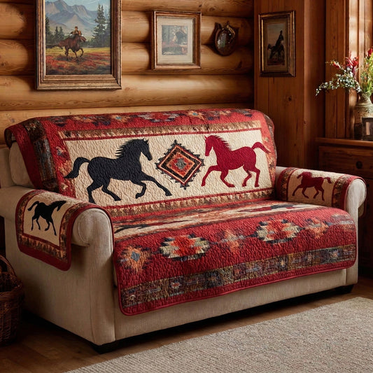 Crimson Navajo Quilted Sofa Cover NCU0LDH765