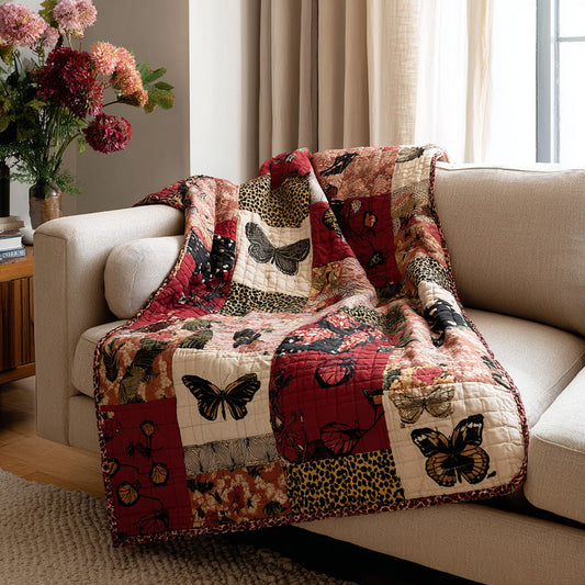 Crimson Night Butterfly Quilted Blanket NCU0LDH275