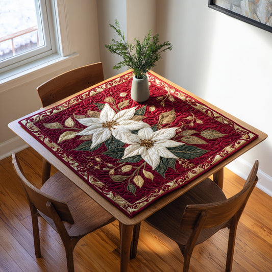 Crimson Poinsettia Quilted Table Topper NCU0HNH169