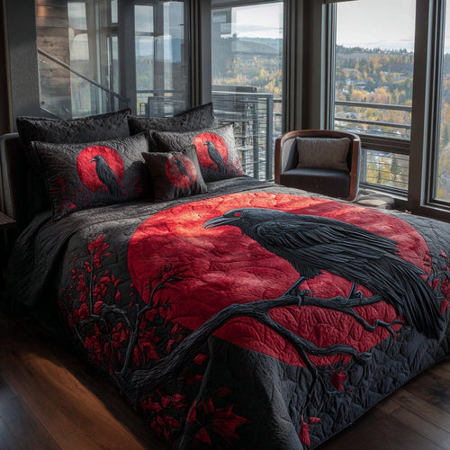 Crimson Raven 3-Piece Quilted Bedding Set NCU0PVL966
