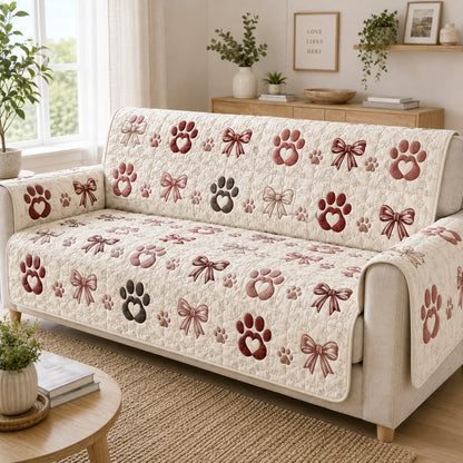 Crimson Ribbon Strides Quilted Sofa Cover NCU0PVL1015
