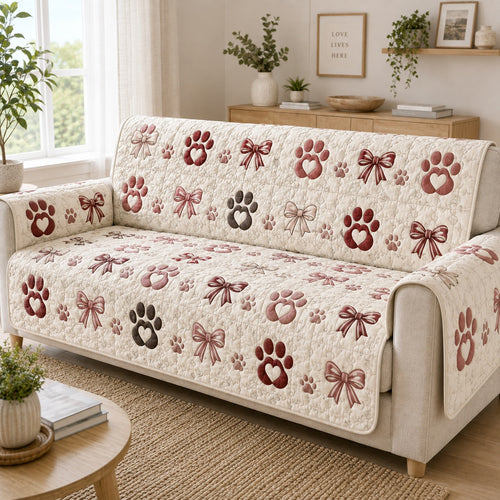 Crimson Ribbon Strides Quilted Sofa Cover NCU0PVL1015