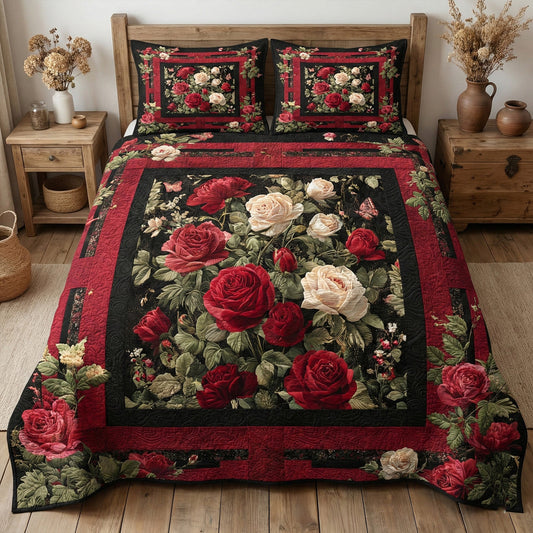 Crimson Rose Elegance 3-Piece Quilted Bedding Set NCU0NNT2992