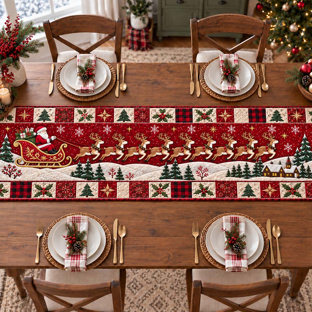 Crimson Sleigh Quilted Table Runner NCU0HNH1286