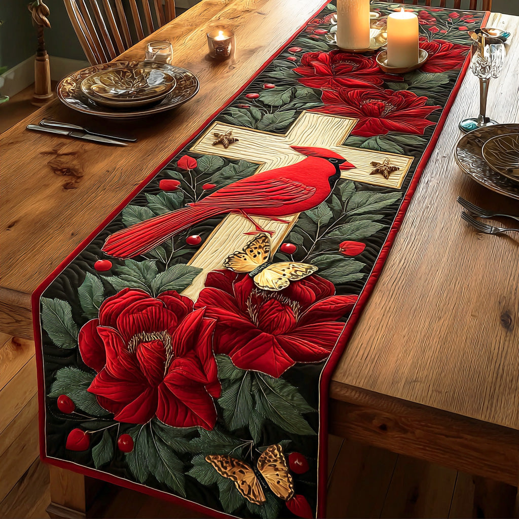 Crimson Spirit Cross Quilted Table Runner NCU0NTD756