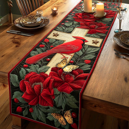 Crimson Spirit Cross Quilted Table Runner NCU0NTD756