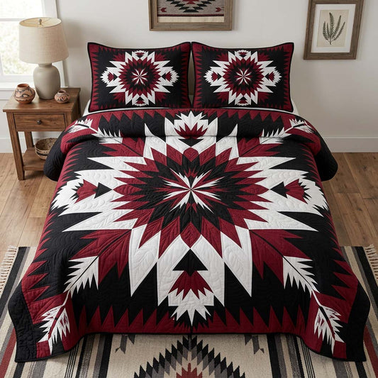 Crimson Starburst 3-Piece Quilted Bedding Set NCU0DQQ0702