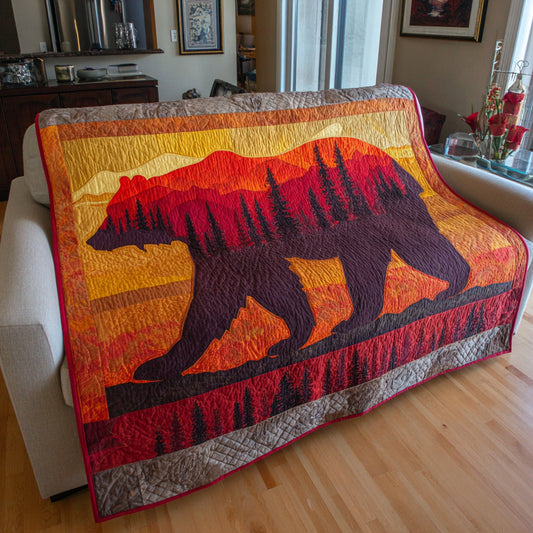 Crimson Sunset Bear Quilted Blanket NCU0LDH752
