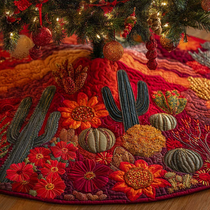 Crimson Sunset Cactus Quilted Tree Skirt NCU0NXD1097