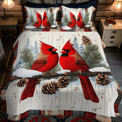Crimson Winter 3-Piece Quilted Bedding Set NCU0TL1502