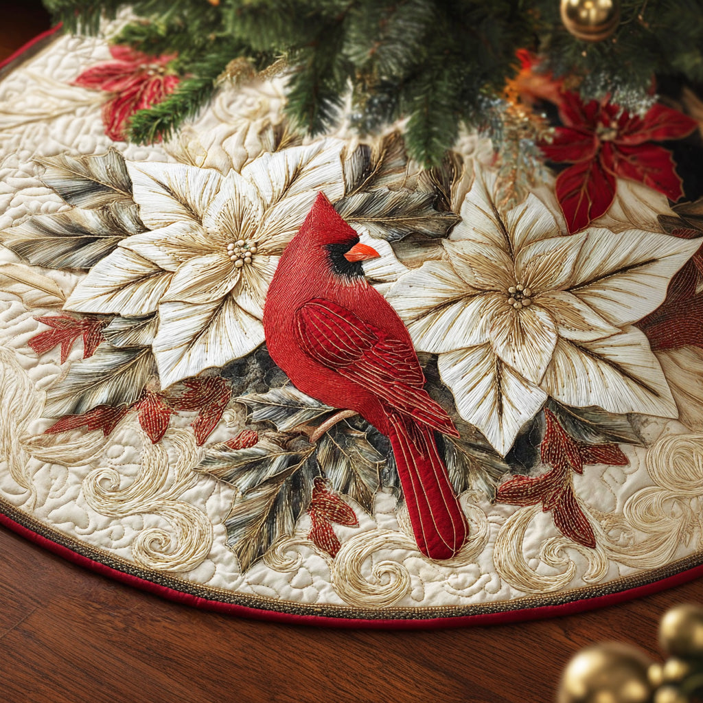 Crimson Winter Spirit Christmas Quilted Tree Skirt NCU0NTD1059