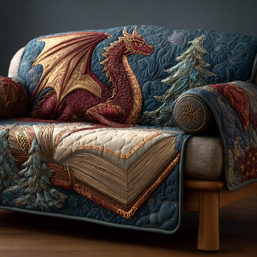 Crimson Wyrm Quilted Sofa Cover NCU0LDH036