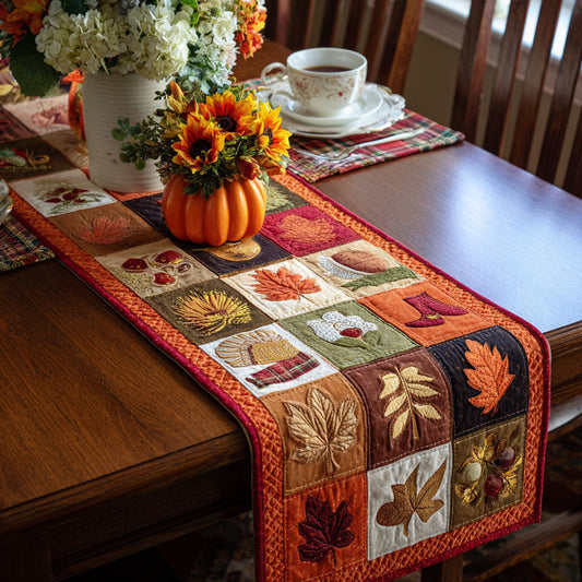 Crisp Leaves Quilted Table Runner NCU0PTT579