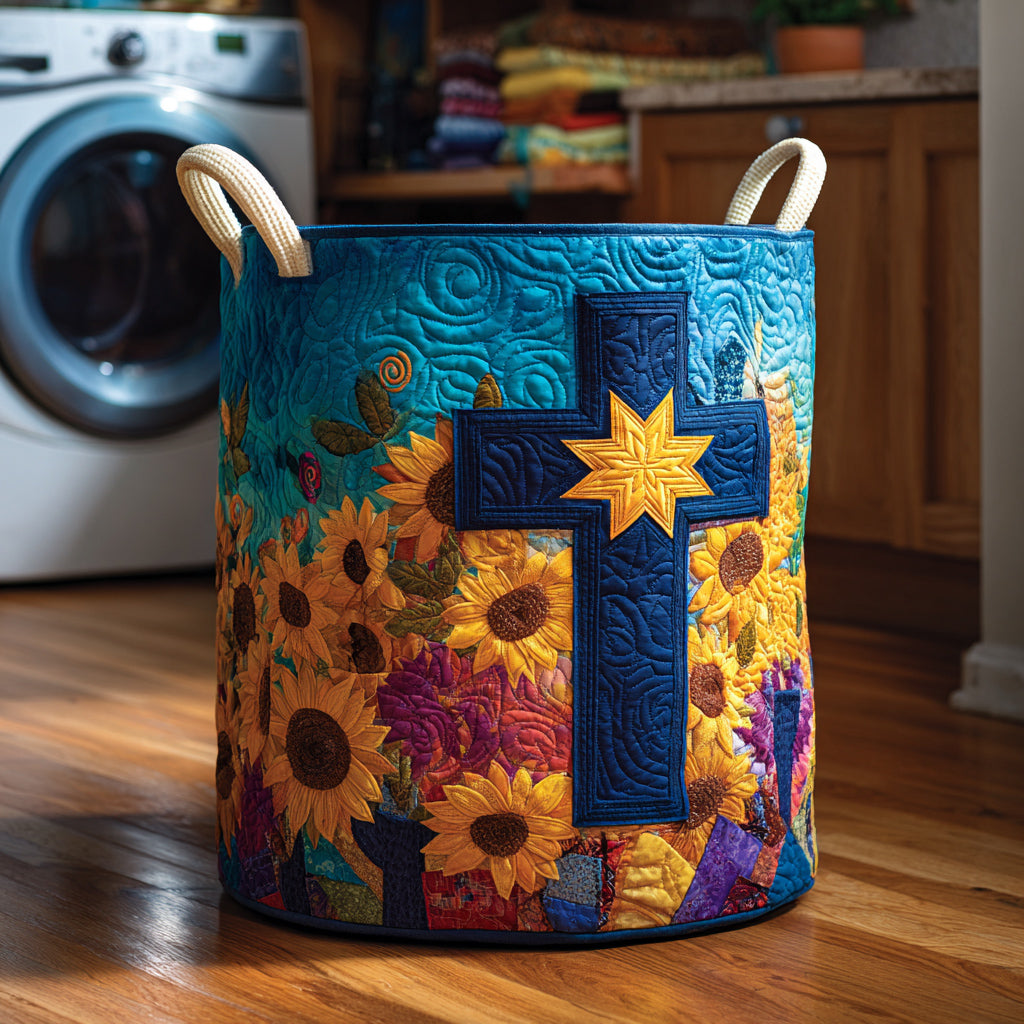 Cross Sunflower Quilted Laundry Basket NCU0HNH633