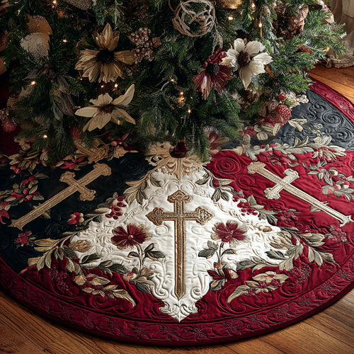 Cross of Hope Christmas Quilted Tree Skirt NCU0PTT2199