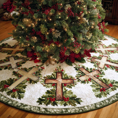 Cross of Joy Christmas Quilted Tree Skirt NCU0NNT2487