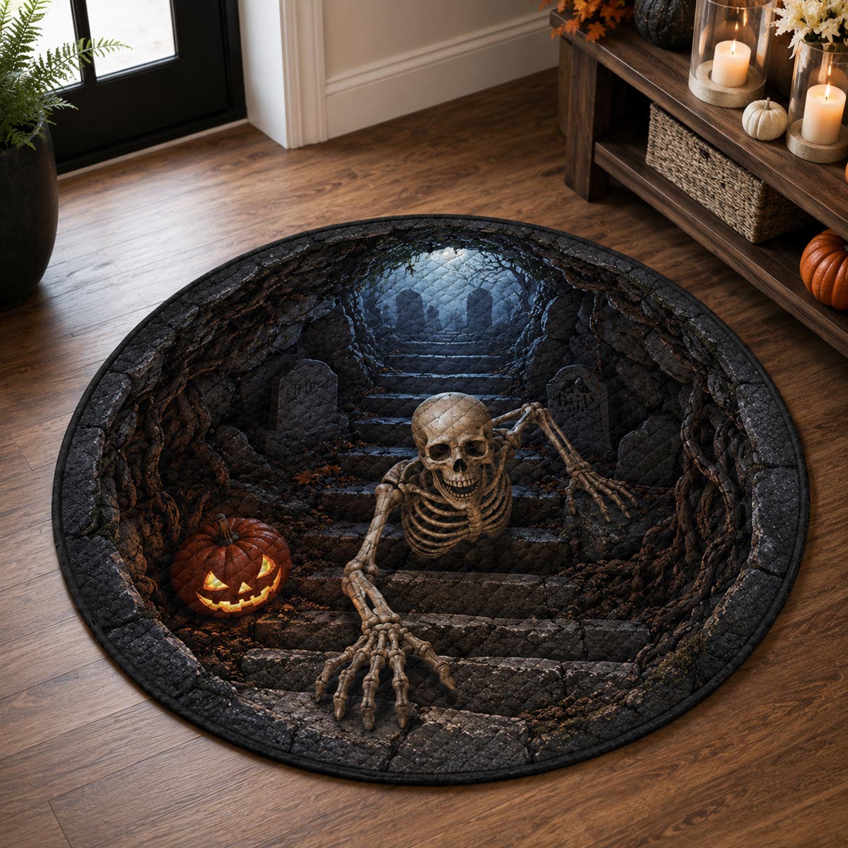 Crypt Escape Quilted Round Mat NCU0DV2354