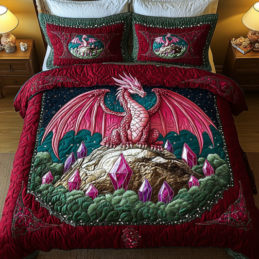 Crystal Dragon 3-Piece Quilted Bedding Set NCU0VH734