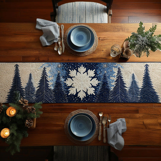 Crystal Snowflake Center Quilted Table Runner NCU0HNH744