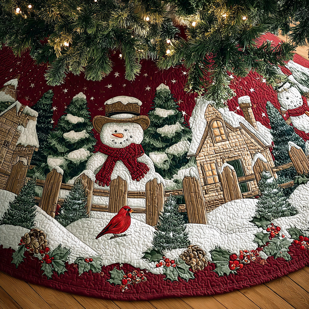 Crystal Winter Field Christmas Quilted Tree Skirt NCU0NTD812