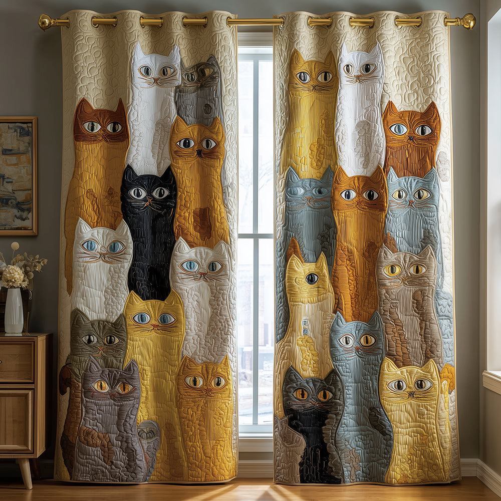Curious Whiskers Parade Quilted Curtains NCU0TH3808