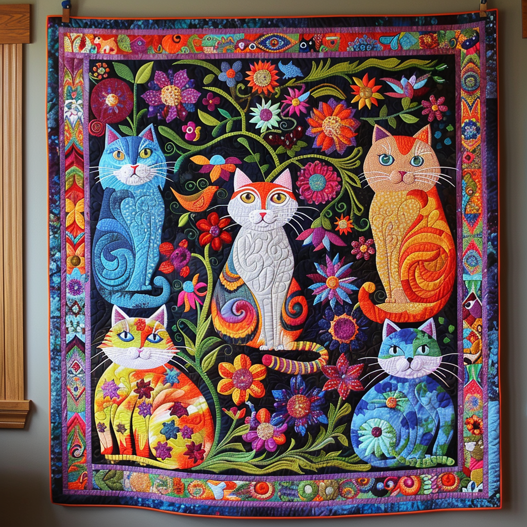 Cute Cat Quilted Blanket NCU0PD244