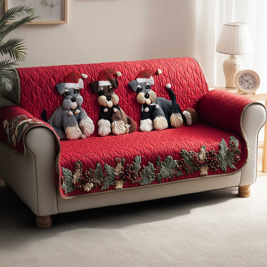 Cute Schnauzer Christmas Quilted Sofa Cover NCU0HTT047