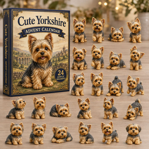 CHRISTMAS KICKOFF 40% OFF - Cute Yorkshire Terrier Advent Calendar 2026 - 24-Day Festive Countdown, Acrylic Charms Blind Box - Gift For Dog Lovers AC0NT125